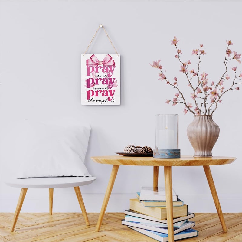 BELLOWDEER Pink Room Decor Christian Wall Decoration Bedroom Decor for Teen Girls Pink Dorm Room Decoration Bible Verses Wall Decor for Women Gift, Wooden Sign Wall Art Easter Decoration for Farmhouse Home Porch Bedroom Office - Image 2